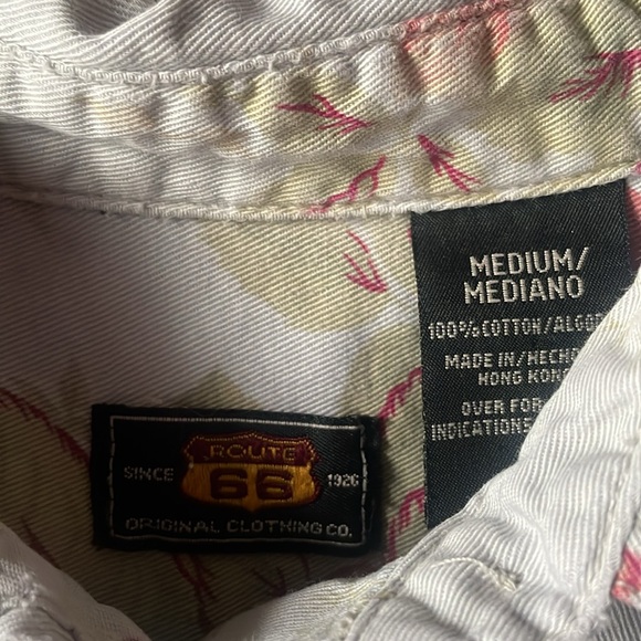 Vintage Route 66 100% cotton floral printed long sleeve button down - Picture 3 of 6